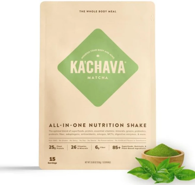by Ka'Chava 말차 가루 파우더 카차바 올인원 영양 셰이크 블렌드 85가지 이상의 슈퍼푸드 및 영양소 식사 대용 식물 기반 단백질 음료 소화 효소 프로바이오틱스, 1개 - 쿠팡