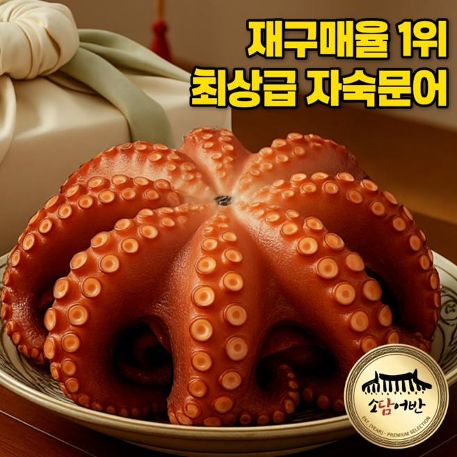 [소담어반] 대왕 자숙 문어 한마리 선물세트 선물용 제수용 가정용, 1개, 1kg 1마리
