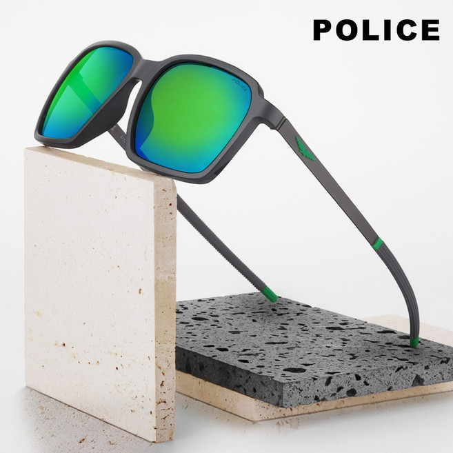폴리스 선글라스 SPLL16M-T17V 남자 티타늄테 미러 뿔테