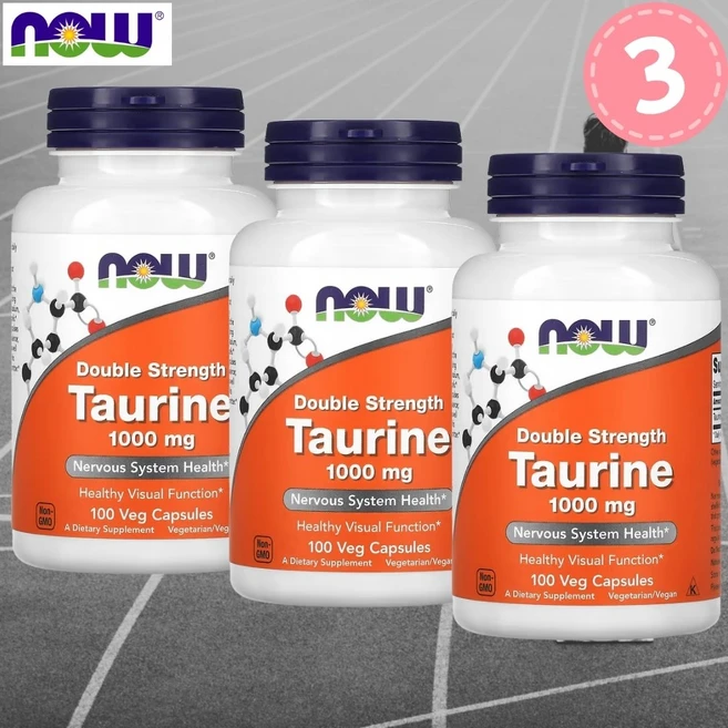 나우 타우린 1000mg 100베지 캡슐 3병 운동 NOW foods taurine, 100정 3병, 100정 - 쿠팡