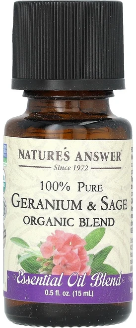 Nature's Answer 100% 순수 유기농 에센셜 오일 혼합물 제라늄 및 세이지 15ml(0.5fl oz) Answer (네이처스 앤서), Nature's Answer, 100% 순수 유기농 에 - 쿠팡