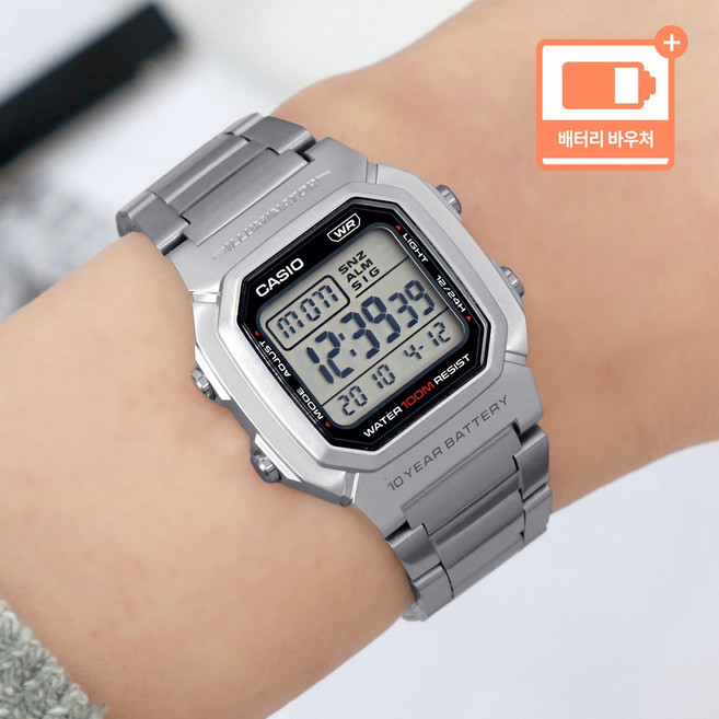 카시오 군인 군용 사각 빈티지 스퀘어 디지털 풀메탈 남자 메탈시계