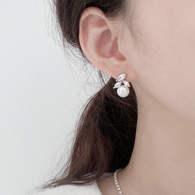 라곰 릴리 혼주 귀걸이 귀찌 진주 한복 웨딩 은침