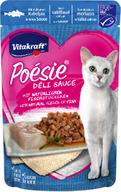 비타크래프트 포에시 델리소스 파우치 85g 고양이 주식파우치 간식/고양이 사료, 명태, 1개