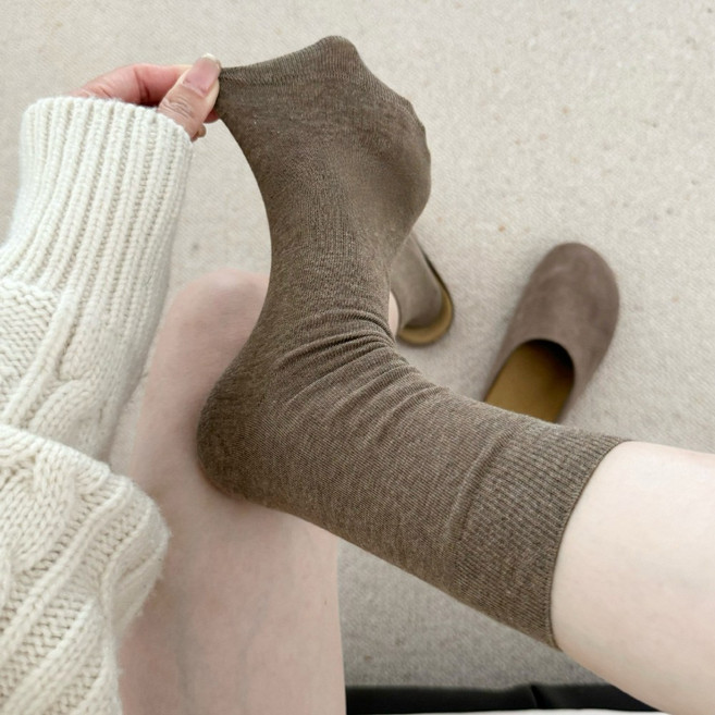 May 3 Socks 여성 양말 순색 겨울 양말 중목 양말 장목 양말 중목 양말 압박 운동 면 양말 6족 세트