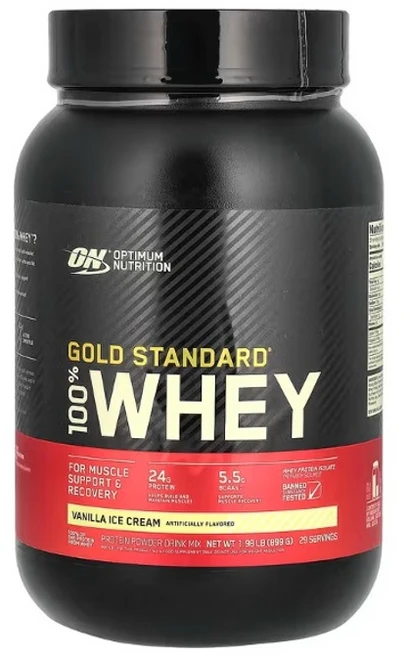 옵티멈 뉴트리션 Gold Standard 100% 분리 유청 단백질 바닐라 아이스크림 899g (1.98lb), 1개 - 쿠팡