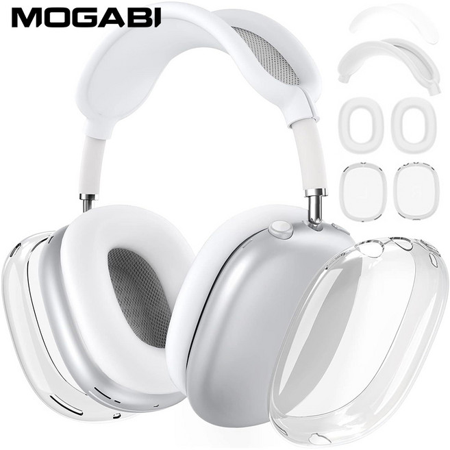 모가비 에어팟 맥스 올인원 케이스 세트 4 in 1, 투명 / 화이트/ 화이트, 1세트, MOG-9158