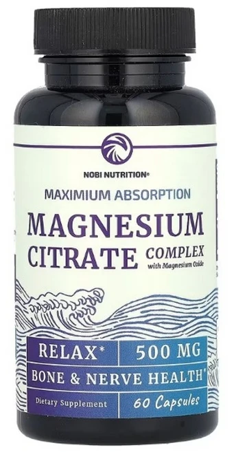 노비뉴트리션 마그네슘 시트레이트 복합체 산화마그네슘 함유 최대 흡수율 500mg 캡슐 60정 1개, 60 개 - 쿠팡