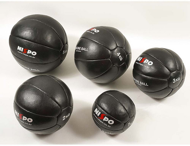니스포 메디신볼 천연가죽3kg 휘트니스 메디슨볼, 블랙, 3kg