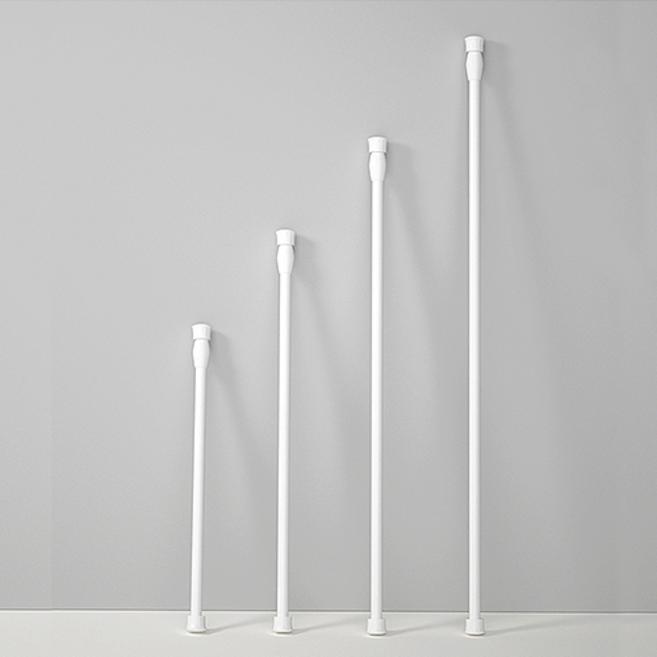 리브문 (30-250cm) 길이조절 압축봉 스프링 미니 커튼봉, 화이트