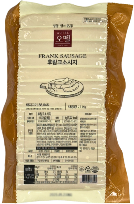 오뗄 프리미엄 후랑크 소세지 소시지 1kg (약25개) 아이스박스 포함, 6개