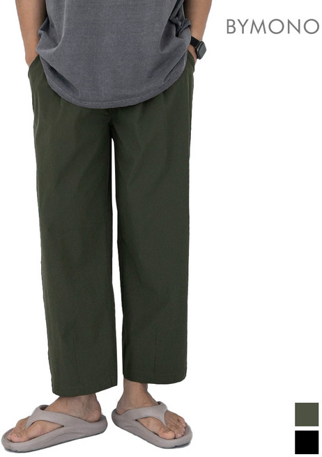 32~46 바이모노 꼭꼭팬츠 시티레저 9부 긴바지 남자 빅사이즈 일자 밴딩 남성 스판 바지 카키 블랙 32 34 36 38 40 42 44 46