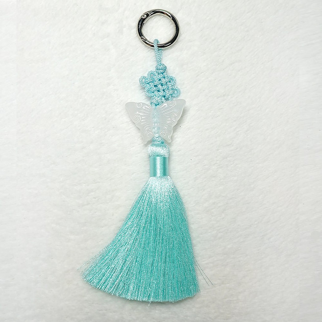 엠쿠 핸드메이드 고급 원사 노리개 키링, 스카이, 1개