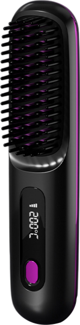 무선 빗고데기 음이온 브러쉬 헤어 스타일러 3단계 온도조절 매직기 휴대용, 블랙