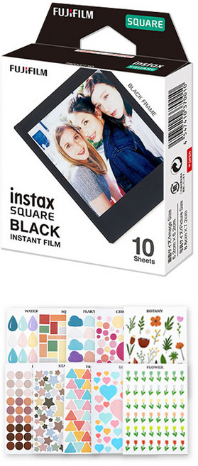 [한국후지필름] 인스탁스 스퀘어 디자인필름 블랙프레임 1P(10매), 1개, 스퀘어필름 블랙프레임