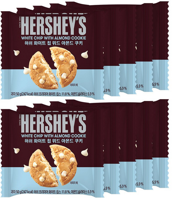 허쉬 초콜릿 칩 쿠키 (화이트초콜릿 위드 아몬드) 50g x 10개입, 500g, 1개