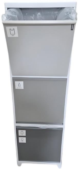 프랑코홈 스탠드 3단 분리수거함 60L, 그레이