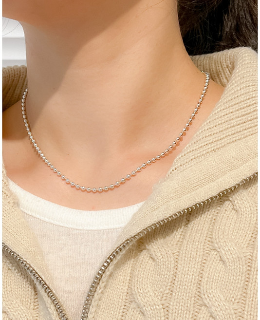 모두디자이너 실버925 페를 심플 3mm 볼 목걸이 남자 여자 체인 목걸이줄