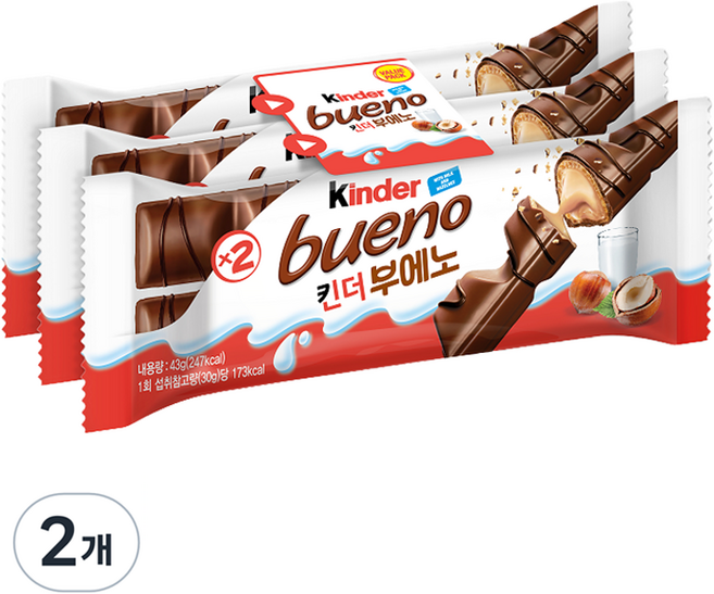 킨더 부에노 T2 초콜릿, 43g, 6개