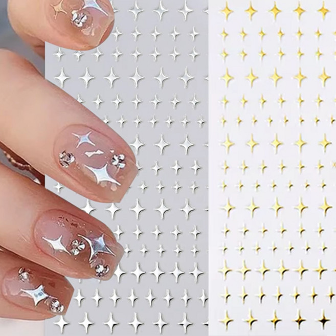 블링 반짝이 스파클 실버 골드 네일 스티커 2종 세트, 2개, 실버+골드