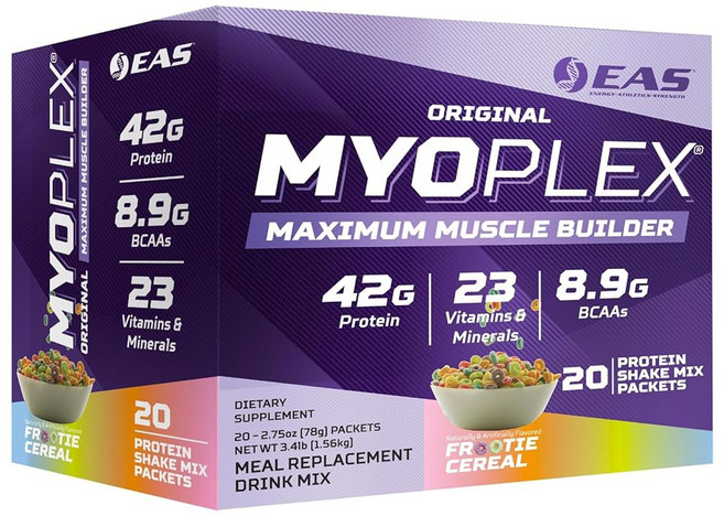 EAS 오리지널 Myoplex 맥시멈 머슬 빌더 | 식사 대용 단백질 음료 믹스 | 단백질 블렌드 | 42g 단백질 | 20개의 개별 패킷 (프로오티 시리얼), Frooti Cereal, Frooti 시리얼, 1개