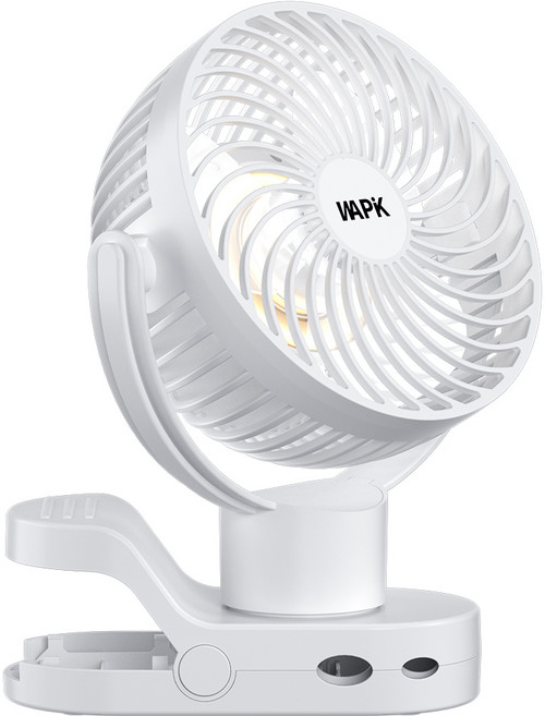 와피크 무선 미니 캠핑 탁상용 클립형 리모컨 360도 자동 회전 선풍기 F8pro 5000mAh, 화이트