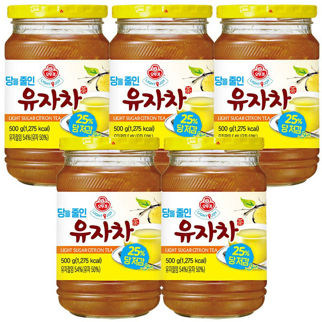 오뚜기 라이트 앤 조이 당을줄인 유자차, 500g, 1개입, 5개