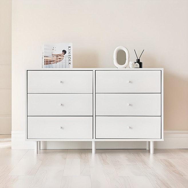 퍼리든 레가토 서랍장 3단 방문설치, 올화이트, 6단