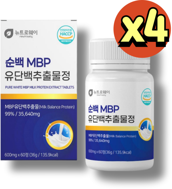 뉴트리업 뼈엔mbp 뼈건강 유단백 식약청인증 콘드로이친 1200, 4박스, 60정
