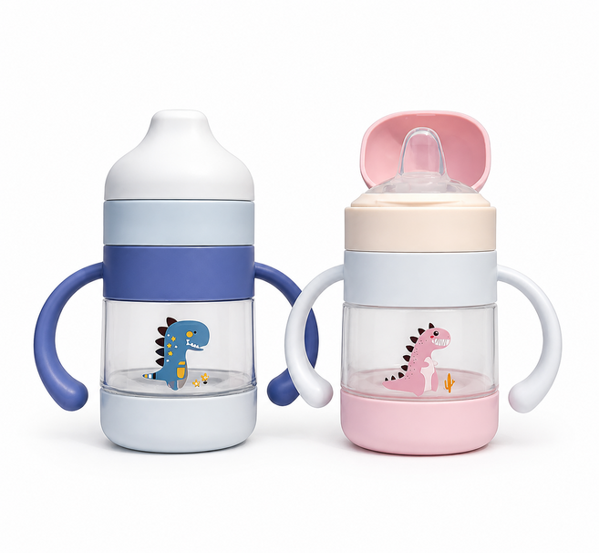 코지베베 물이 새지 않는 추달린 스파우트컵 220ml 빨대컵 전 트레이닝 컵, 블루, 1개