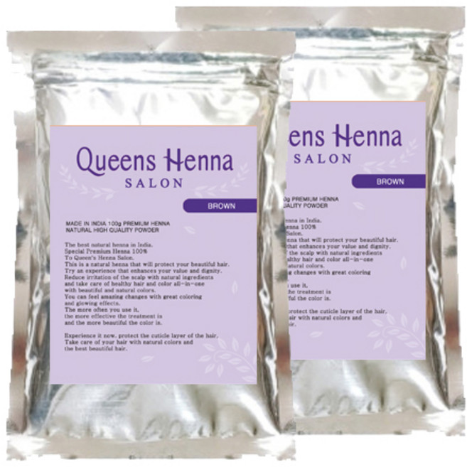 퀸즈헤나 살롱 1+1 행사 한개 구매시 한개 더 천연헤나염색약 100g, 브라운+브라운, 1개