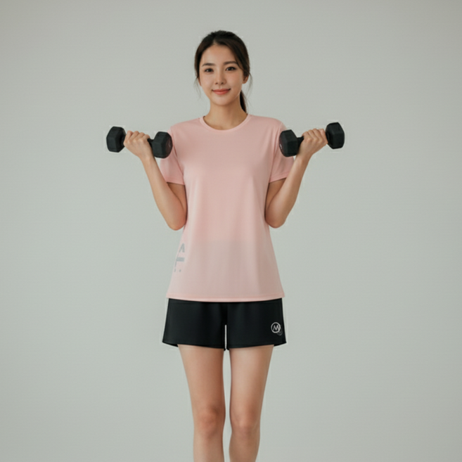 여성 반팔 반바지 트레이닝복 세트