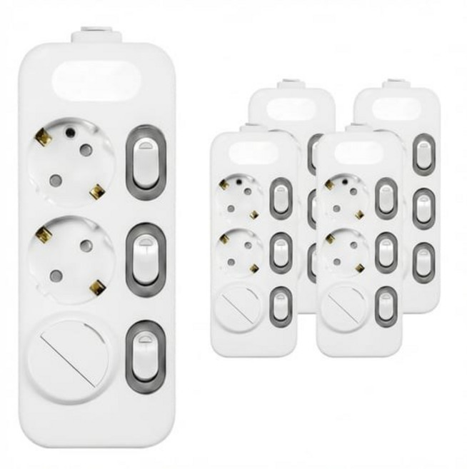 써지오 스위치 개별 멀티탭 3구 + 안전커버 DH-2039-RT, 3m, 다크믹스, 5개