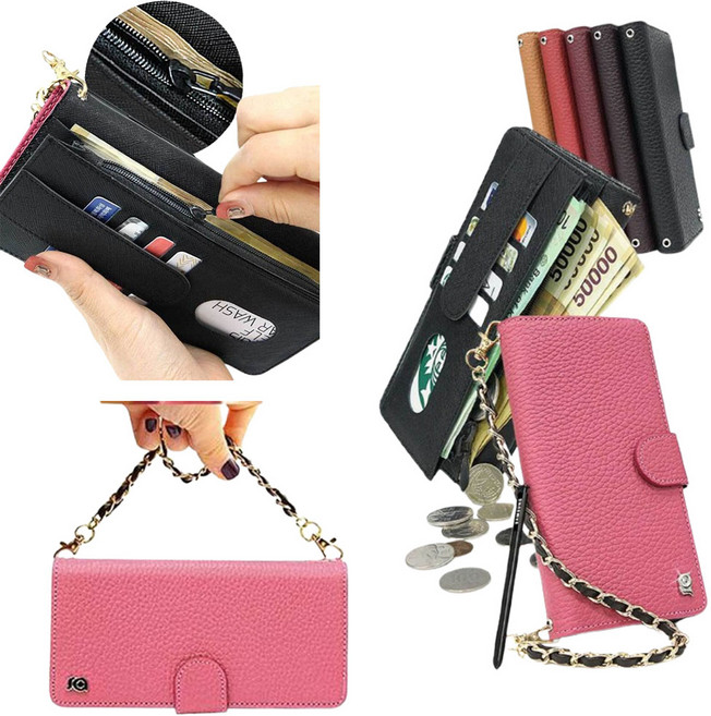 갤럭시 점프2 SM-M336K 맞는기종 천연소가죽 (니로미) 손목스트랩 포함 (볼케이) 지퍼방식 카드지폐 동전 수납 휴대폰 케이스