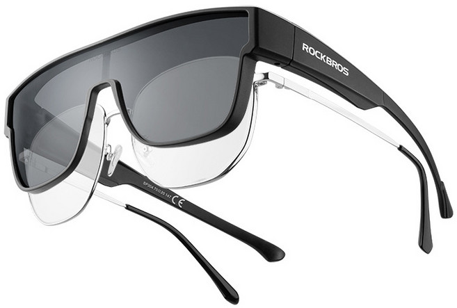 안경위에쓰는 편광 선글라스 고글, 블랙, 1개