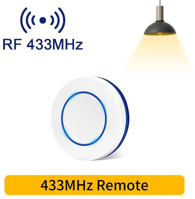 무선원격제어기 무선스위치 RF 433MHz 무선 조명 스위치 220V 110V 10A 릴레이 수신기 미니 라운드 버튼 벽 패널 원격 제어 홈 LED 램프, 1 switch, 1개