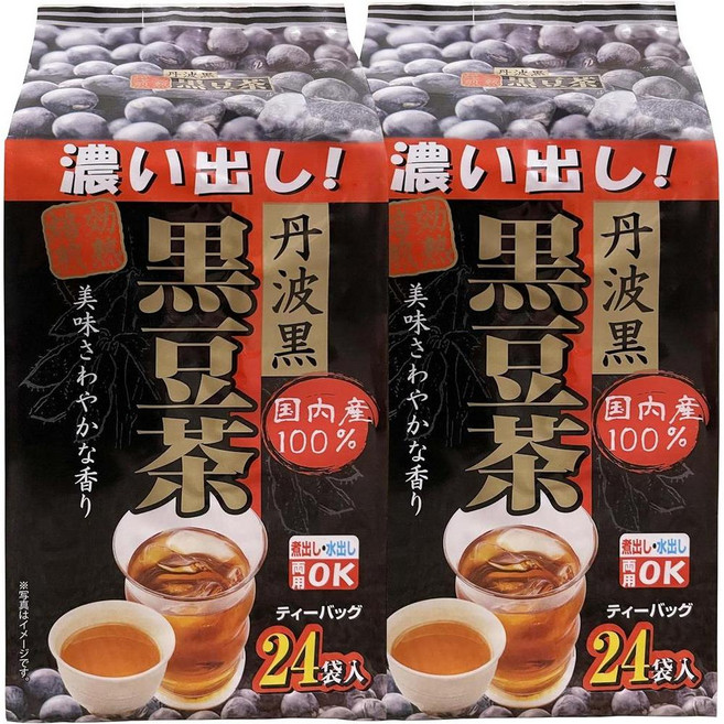 탄바 흑두차 하세가와 쇼텐 일본산 100% 티백 6g 24개입 2팩, 2개