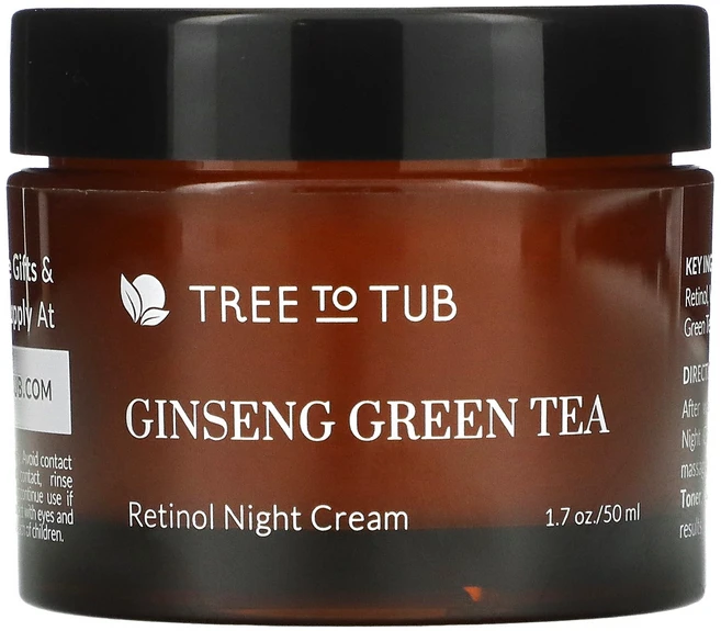 Tree To Tub 레티놀 안티 에이징 & 링클 나이트 모이스처라이저 건조하고 민감한 피부용 히알루론산 페이스 크림 1.7 fl oz(50 ml) Tub (트리 투 텁), 1개 - 쿠팡