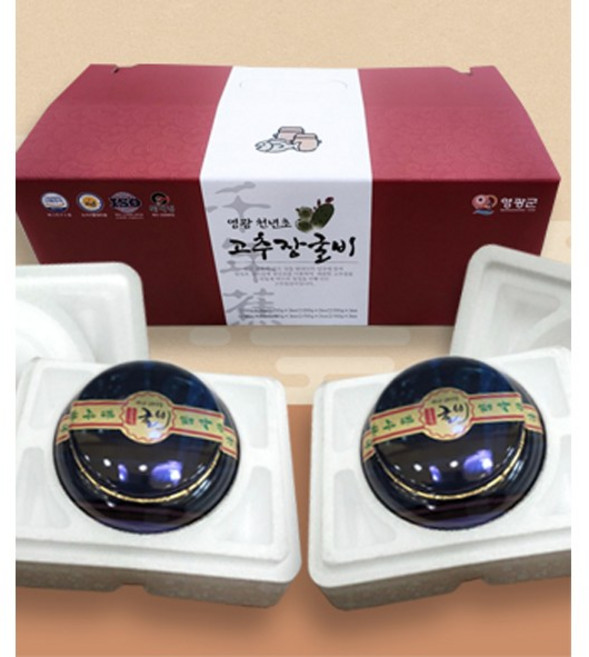 영광 천년초 고추장굴비, 2개, 영광 천년초 고추장굴비 명품 도자기 500g