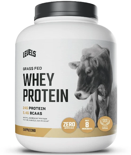 Levels 목초사육 유청 단백질(24g) 파우더 더블 초콜릿 2.27kg 인공성분 무첨가, 5파운드(1팩), 1개 - 쿠팡