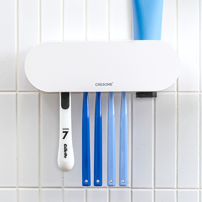 크리썸 가정용 유선 UV-C 소독기 칫솔살균기, 화이트