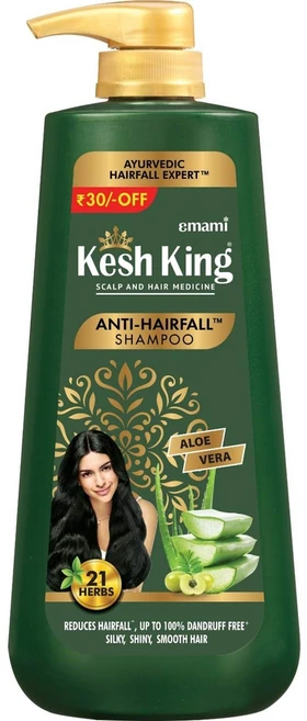 케쉬킹 KeshKing 아유르베다 안티 헤어폴 샴푸 600ml 탈모감소 21가지 천연성분 Aloe Vera Bhringraja Amla for Silk Shiney, 1개 - 쿠팡