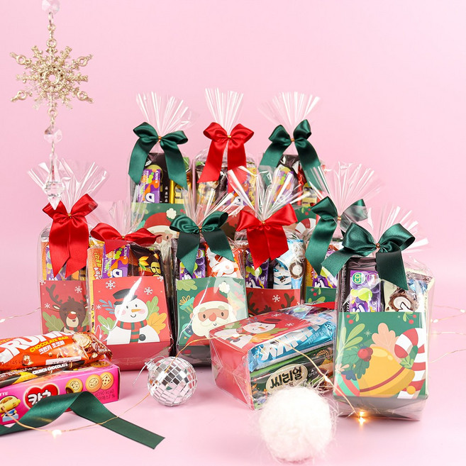 크리스마스 간식세트 (4종), 리본 포장, 15개, 리본포장