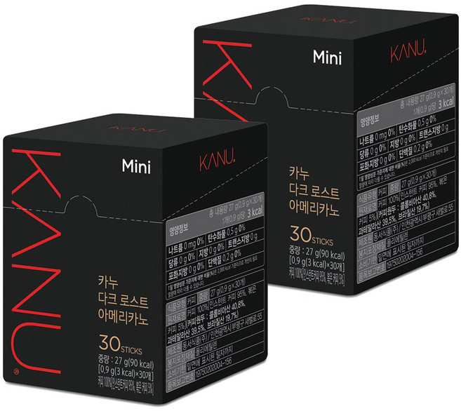 카누 미니 다크 로스트 아메리카노 원두커피믹스, 900mg, 30개입, 2개