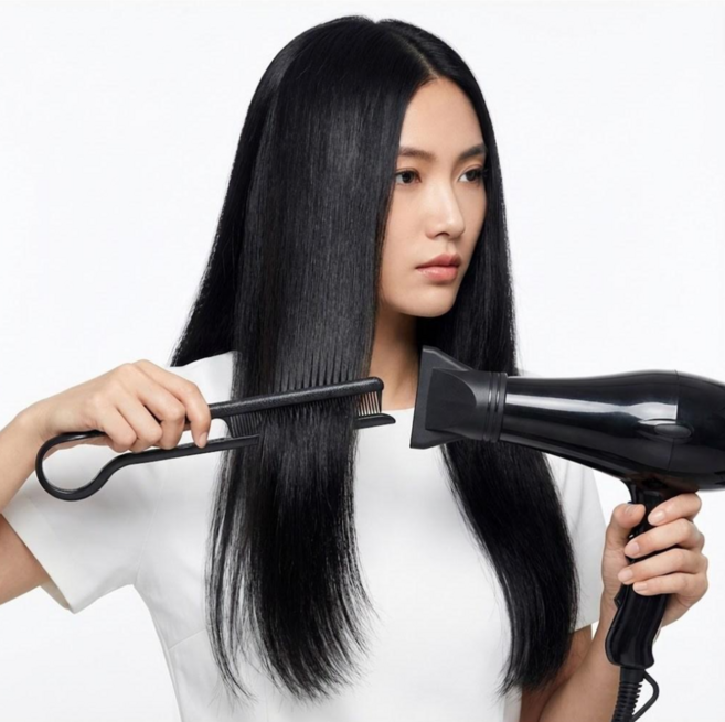 롤링페이퍼 스트레이트 뿌리볼륨 셀프매직 V자형 고데기 집게빗, 2개, 블랙