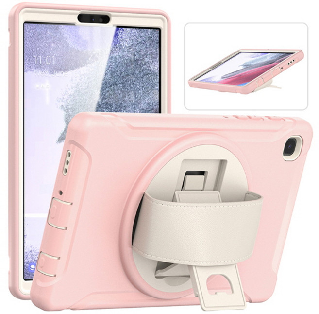 갤럭시 탭 A7 라이트 8.7 T220 T225 Lite 핸드스트랩 거치대 태블릿 하드 케이스, atn103 틸블루