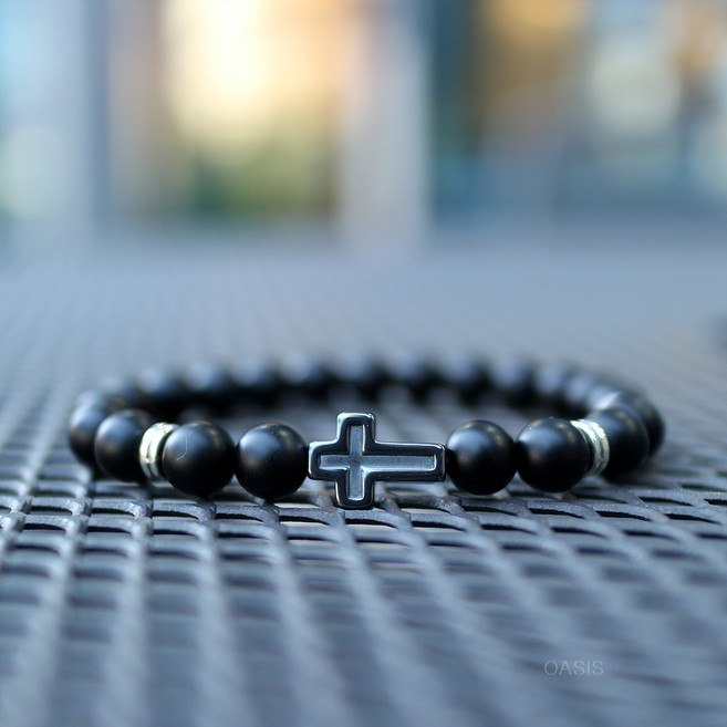 오아시스 주얼 만사형통 재물운 십자가 팔찌 호안석 오닉스 남자 여자 행운 원석 금전운 사업운 성공운 액막이 시험합격 운동선수 기독교 천주교 묵주 생물 비휴