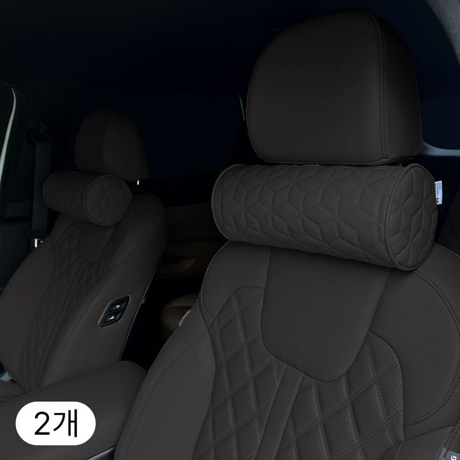 위드차차차 프리미엄 차량용 목쿠션 자동차 원형 메모리폼 목베개, 2개, 원형목쿠션_블랙