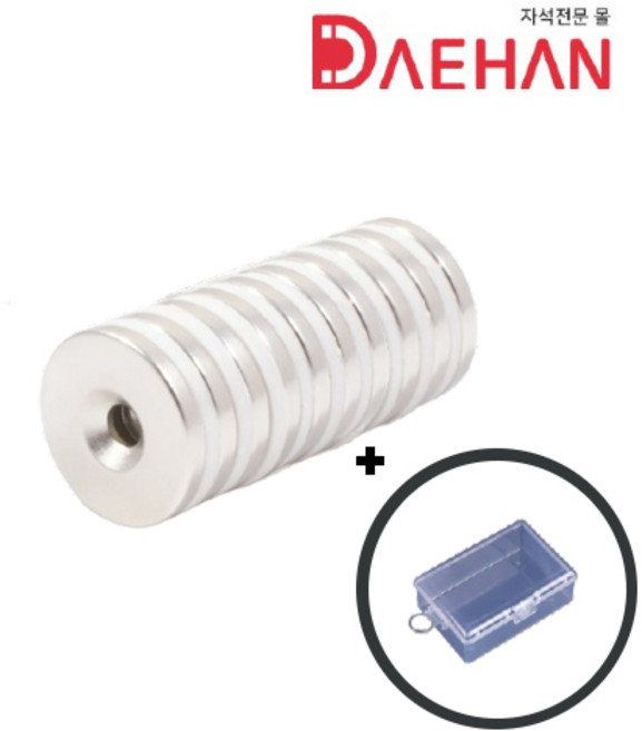 초강력 네오디움 30x4mm 12홀 원형사라 자석, 10개
