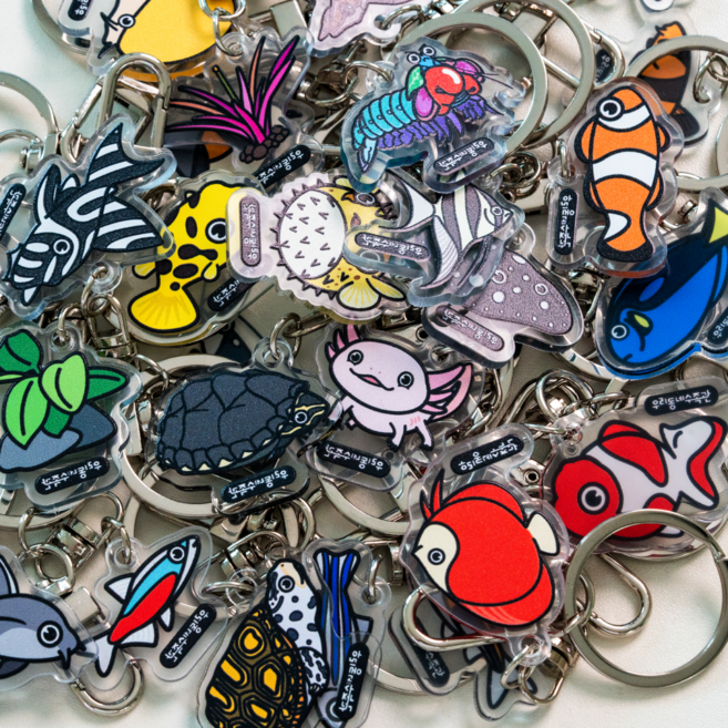 물고기 키링 띠부씰, 1개, 하스타투스 키링